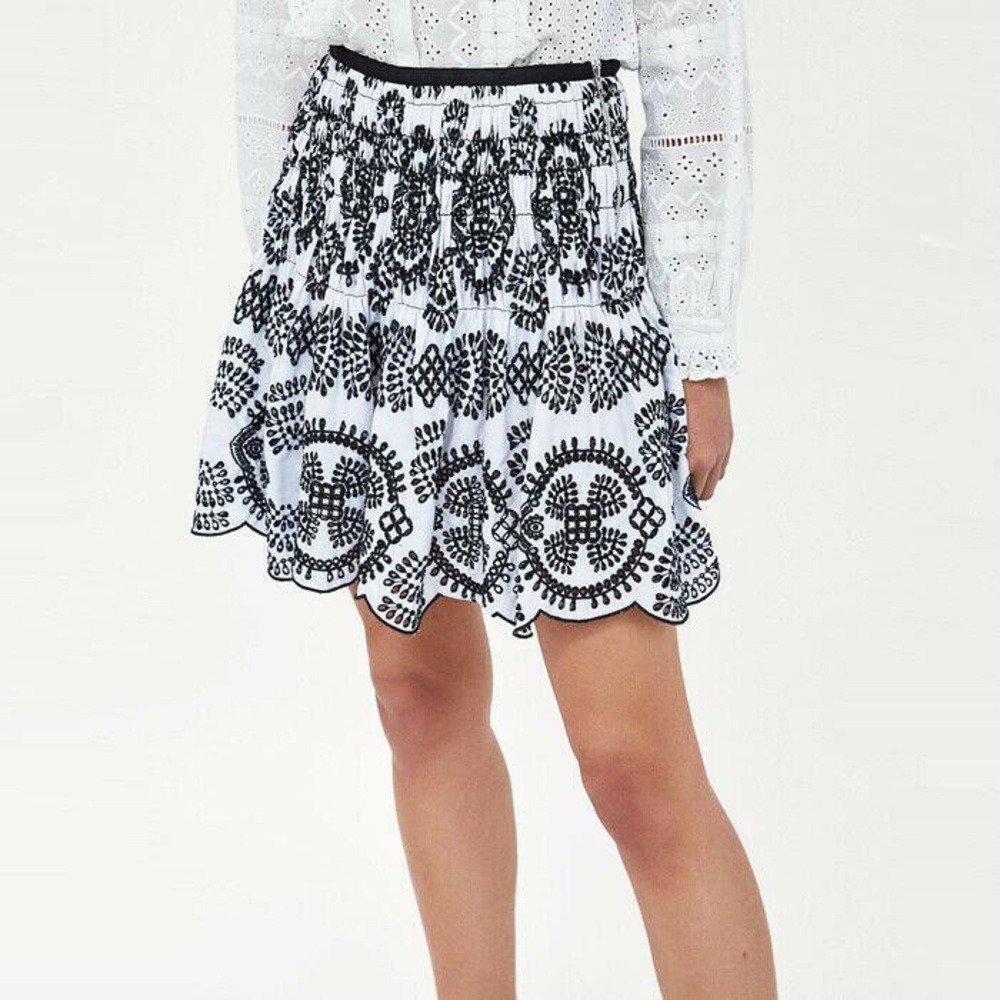 Zara Embroidered Eyelet Skirt